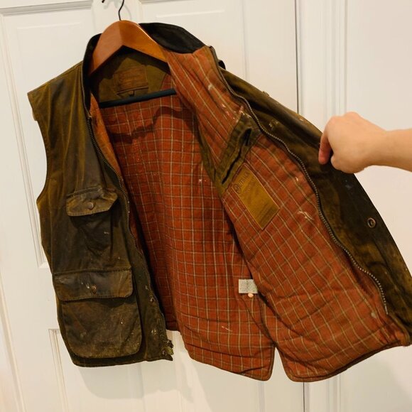 Vintage Outback Trading Company Men's Deer Hunter Brown Oilskin Vest Size XL - Picture 9 of 12